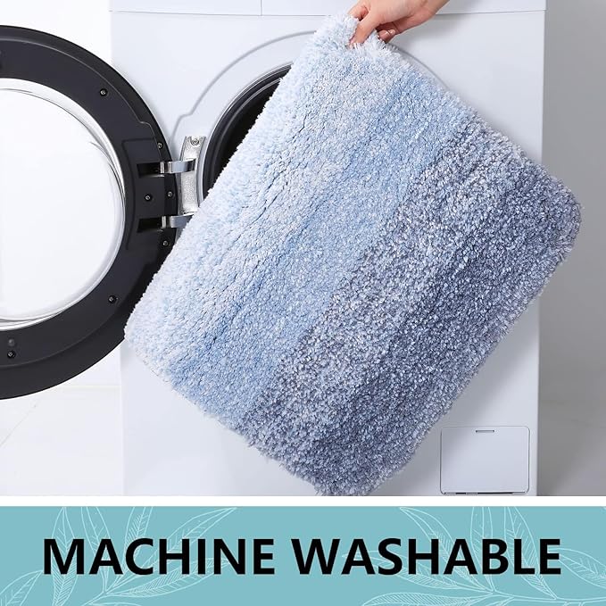 Arotive Microfiber Bathroom Rugs, Shaggy Soft and Absorbent Bath Rug, Non-Slip, Thick Plush Machine Washable Dry Bath Mats for Bathroom, Tub and Shower, 44x32, Light Blue, Rectangular