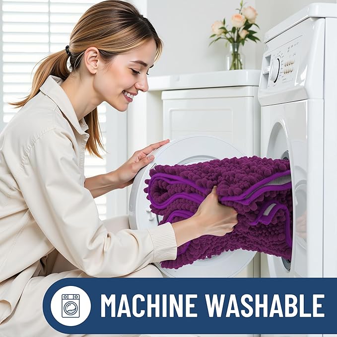 Smiry Bathroom Rugs Mat 36x24, Extra Soft Absorbent Chenille Bath Rugs, Non Slip Rubber Backing Machine Washable Quick Dry Bath Mats for Bathroom Floor, Tub, Shower, Home Decor Accessories, Violet