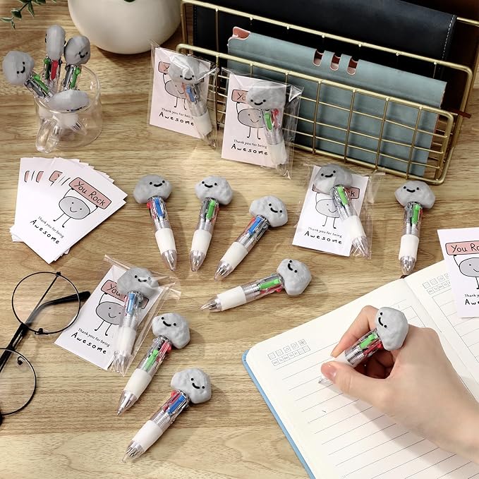 36 Sets You Rock Pens Bulk 4-in-1 Multicolor Ballpoint You Rock Pen with Support Cards for School Classroom Party Supplies and Funny Employee Appreciation Gifts