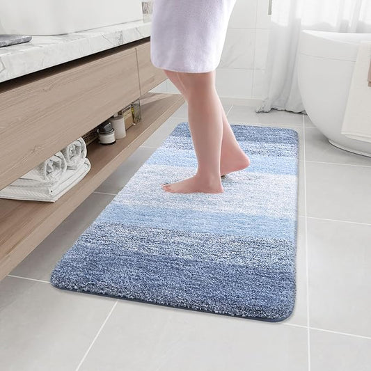 Arotive Microfiber Bathroom Rugs, Shaggy Soft and Absorbent Bath Rug, Non-Slip, Thick Plush Machine Washable Dry Bath Mats for Bathroom, Tub and Shower, 44x24, Light Blue, Rectangular