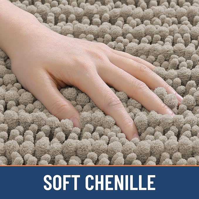 Smiry Bathroom Rugs Mat 30x20, Extra Soft Absorbent Chenille Bath Rugs, Non Slip Rubber Backing Machine Washable Quick Dry Bath Mats for Bathroom Floor, Tub, Shower, Home Decor Accessories, Latte