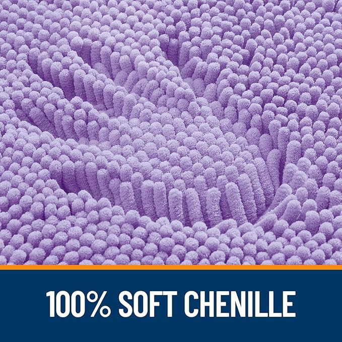 OLANLY Bathroom Rugs Sets 3 Piece, Soft Absorbent Chenille Bath Mats and U-Shaped Contour Toilet Rug, Quick Dry, Home Decor Accessories, Bath Mat Set for Bathroom (30"x20"+24"x16"+24"x20", Lavender)