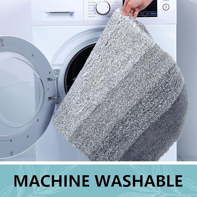 Arotive Microfiber Bathroom Rugs, Shaggy Soft and Absorbent Bath Rug, Non-Slip, Thick Plush Machine Washable Dry Bath Mats for Bathroom, Tub and Shower, 59x24, Grey, Rectangular