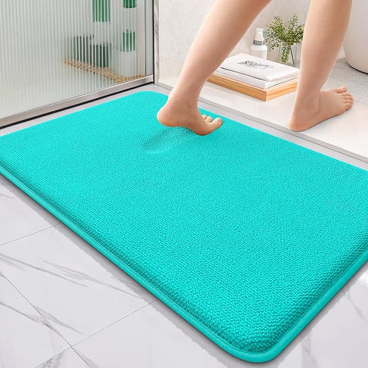 OLANLY Thick Memory Foam Bath Mat Rug 36x24, Extra Soft Absorbent Bathroom Rug, Quick Dry Bath Mats, Non-Slip, Machine Washable Carpet for Bathroom, Tub and Shower, Home Decor Accessories, Teal