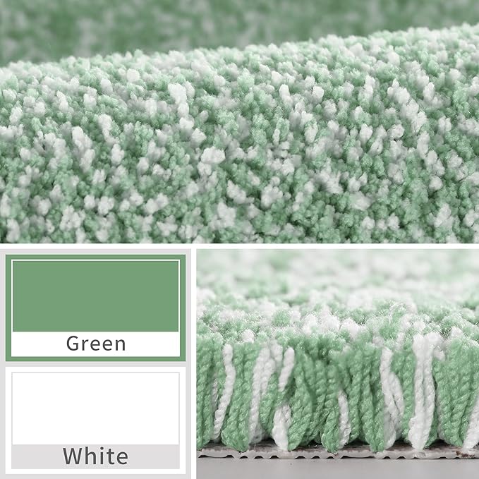 Yimobra Large Bathroom Rugs Non Slip Washable, Soft Absorbent Microfiber Bath Mat,Dual-Tone Decor Rug with Rubber Backing for Bathroom Floor,Tub and Shower,36x24,Home Essentials,Green and White
