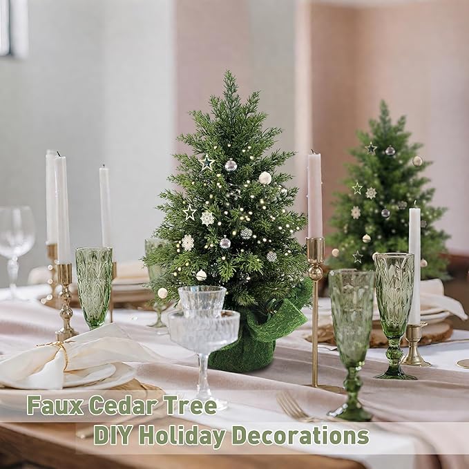 2ft Artificial Cedar Trees for Outdoors Planters Set of 2 Topiary Trees Artificial Outdoor Indoor Realistic Faux Cedar Tree for Home Front Porch Office Entryway Decor