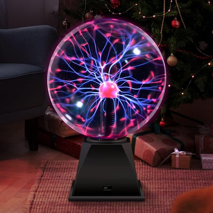 Flashmen Plasma Ball Lamp 6 inch Science Gift Touch & Sound Sensitive Plasma Globe for Bedroom Decor Lamp Novelty Present (Purple)