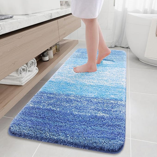 Arotive Microfiber Bathroom Rugs, Shaggy Soft and Absorbent Bath Rug, Non-Slip, Thick Plush Machine Washable Dry Bath Mats for Bathroom, Tub and Shower, 70x24, Light Royal Blue, Rectangular