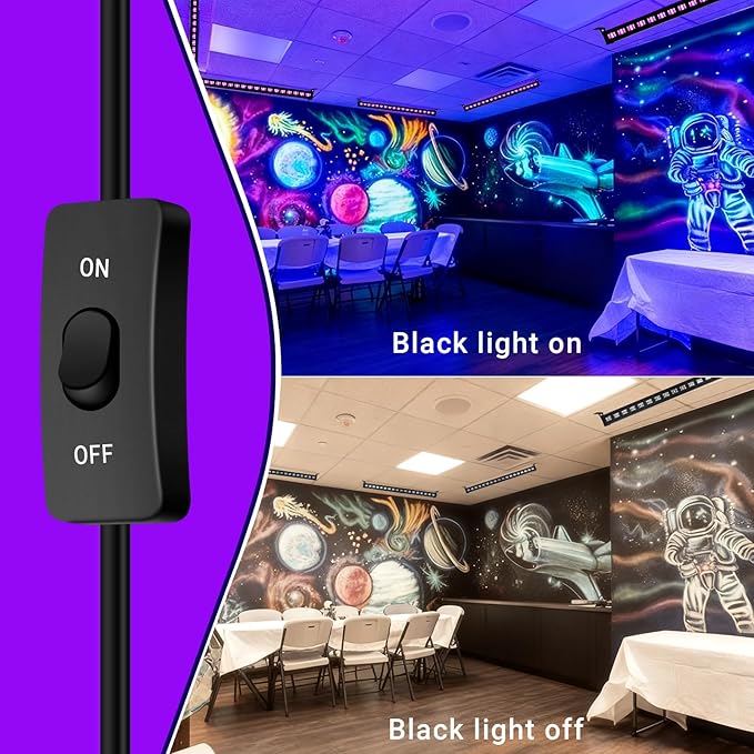 Black Light Bar for Glow Party - OPPSK 54W 18LED UV Blacklight Bar - Glow in The Dark Party Supplies - Uplight for Halloween Decorations Fluorescent Poster Body Paint Classroom Bedroom