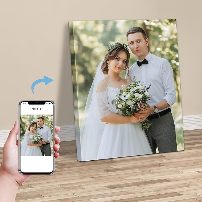 WayToLight Custom Canvas Prints with Your Photos, Canvas Wall Art for Friends, Couples and Weddings, Ideal for Bedroom, Office Decor (20" X 32")