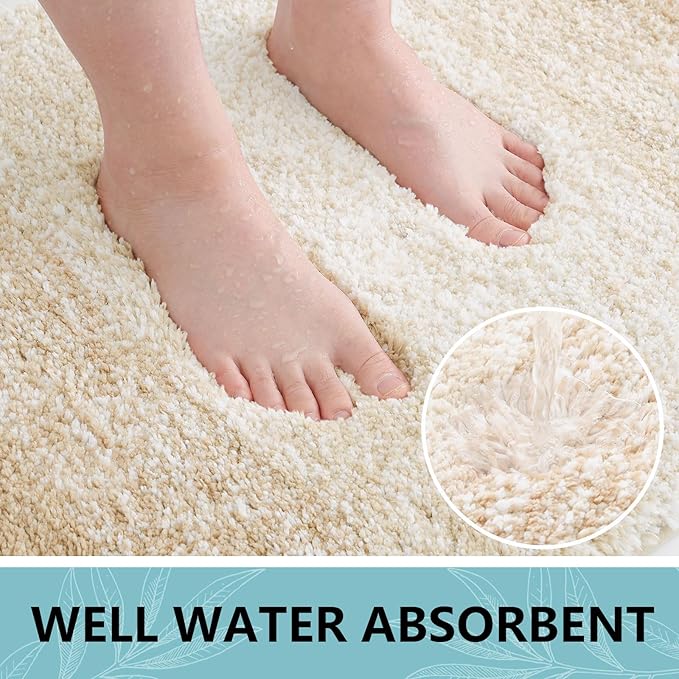 Arotive Microfiber Bathroom Rugs, Shaggy Soft and Absorbent Bath Rug, Non-Slip, Thick Plush Machine Washable Dry Bath Mats for Bathroom, Tub and Shower, 54x24, Camel, Rectangular