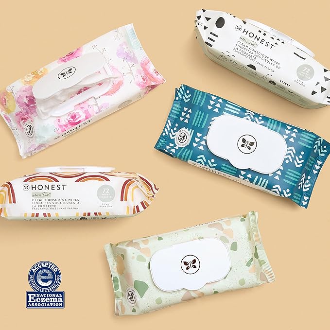 The Honest Company Hypoallergenic Multi-Use Baby Wipes for Sensitive Skin, Balance Blues, 576 Count