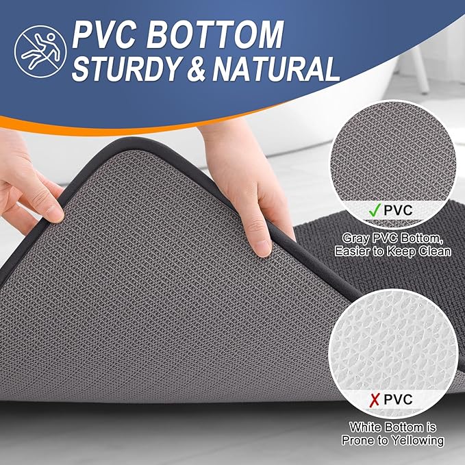 OLANLY Thick Memory Foam Bath Mat Rug 36x24, Extra Soft Absorbent Bathroom Rug, Quick Dry Bath Mats, Non-Slip, Machine Washable Carpet for Bathroom, Tub and Shower, Home Decor Accessories, Dark Grey