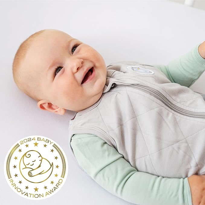Dreamland Baby Lightweight Viscose Sleep Sack (12-24 months). 1.0 TOG Ultra Soft Blanket w/ 2-Way Zipper. 95% Viscose, 5% Spandex (White with Grey Stars). Mom-Owned US Business, Premium Materials