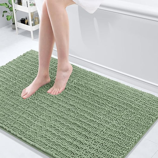 Arotive Luxury Chenille Bathroom Rug Mat, Extra Soft Thick Absorbent Shaggy Bath Rugs, Non-Slip Machine Wash Dry, Plush Bath Mats for Bathroom, Shower and Tub, 50x30, Sage Green