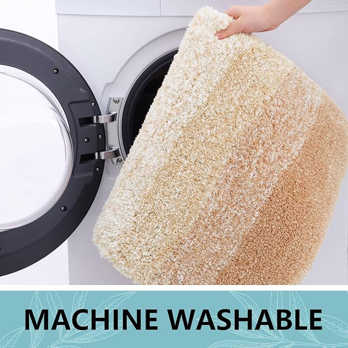 Arotive Microfiber Bathroom Rugs, Shaggy Soft and Absorbent Bath Rug, Non-Slip, Thick Plush Machine Washable Dry Bath Mats for Bathroom, Tub and Shower, 30x20, Beige, Rectangular