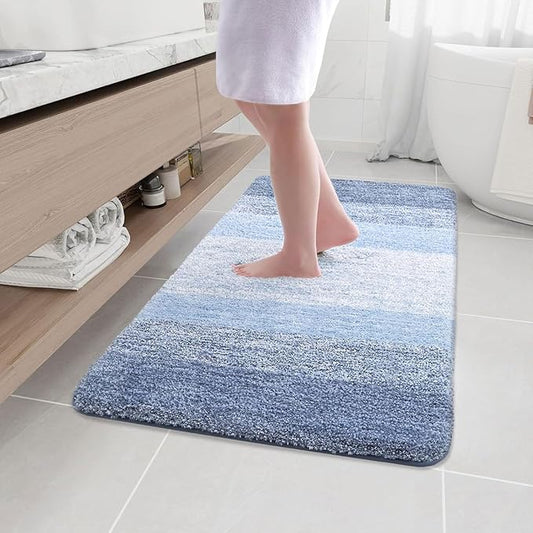 Arotive Microfiber Bathroom Rugs, Shaggy Soft and Absorbent Bath Rug, Non-Slip, Thick Plush Machine Washable Dry Bath Mats for Bathroom, Tub and Shower, 44x32, Light Blue, Rectangular