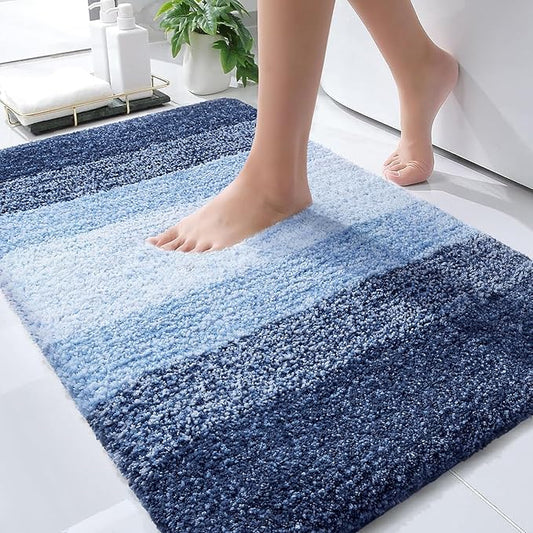 OLANLY Bathroom Rug Mat 36x24, Extra Soft and Absorbent Microfiber Bath Rugs, Non-Slip Plush Shaggy Bath Carpet, Machine Wash Dry, Bath Mats for Bathroom Floor, Tub and Shower, Navy