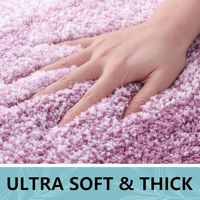 Arotive Microfiber Bathroom Rugs, Shaggy Soft and Absorbent Bath Rug, Non-Slip, Thick Plush Machine Washable Dry Bath Mats for Bathroom, Tub and Shower, 30x20, Purple, Rectangular
