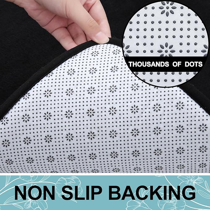 Smiry Memory Foam Bath Mat 44x24, Extra Soft and Absorbent Bathroom Mats, Non Slip Washable Carpet for Floor, Shower and Tub, Black