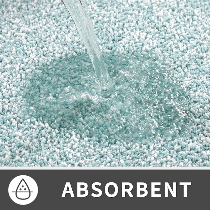 Yimobra Large Bathroom Rugs Non Slip Washable, Soft Absorbent Microfiber Bath Mat,Dual-Tone Decor Rug with Rubber Backing for Bathroom Floor,Tub and Shower,36x24,Home Essentials,Light Blue and White