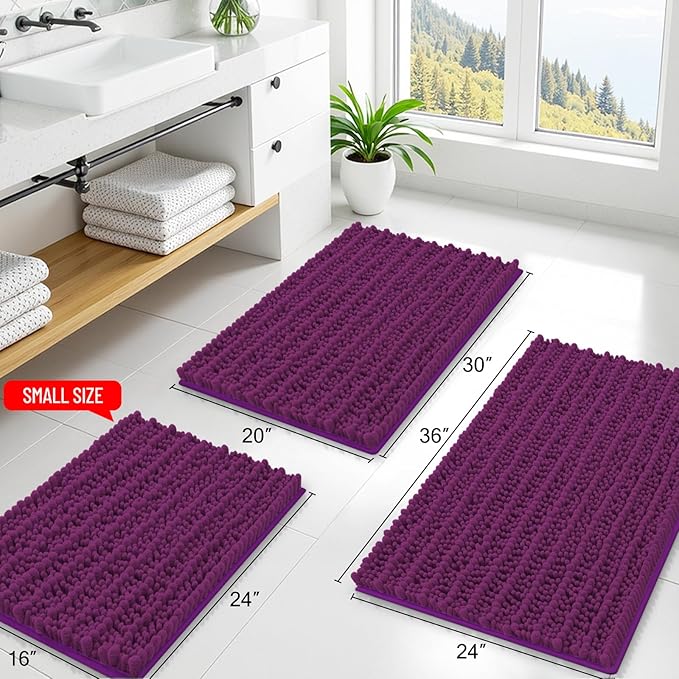 Smiry Bathroom Rugs Mat 36x24, Extra Soft Absorbent Chenille Bath Rugs, Non Slip Rubber Backing Machine Washable Quick Dry Bath Mats for Bathroom Floor, Tub, Shower, Home Decor Accessories, Violet