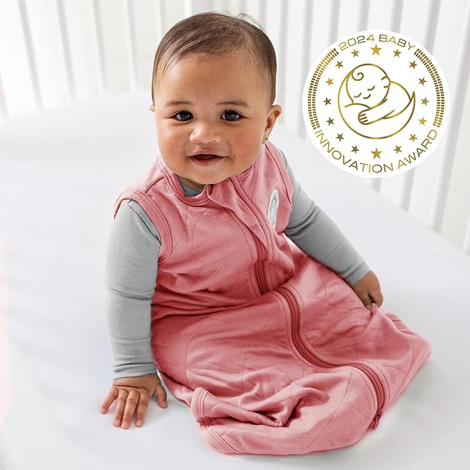 Dreamland Baby Lightweight Bamboo Viscose Sleep Sack (12-24 months). 1.0 TOG Ultra Soft Blanket w/ 2-Way Zipper. 95% Viscose, 5% Spandex (Rose). Mom-Owned US Business, Premium Materials