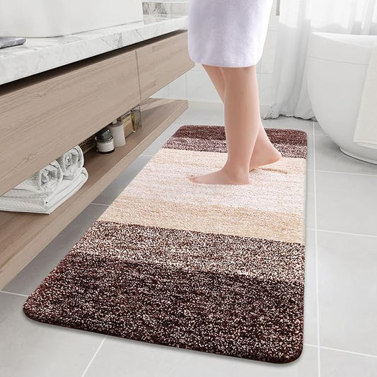 Arotive Microfiber Bathroom Rugs, Shaggy Soft and Absorbent Bath Rug, Non-Slip, Thick Plush Machine Washable Dry Bath Mats for Bathroom, Tub and Shower, 59x24, Brown, Rectangular