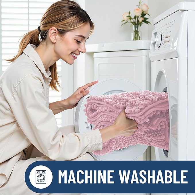 Smiry Bathroom Rugs Mat 30x20, Extra Soft Absorbent Chenille Bath Rugs, Non Slip Rubber Backing Machine Washable Quick Dry Bath Mats for Bathroom Floor, Tub, Shower, Home Decor Accessories, Dusty Rose