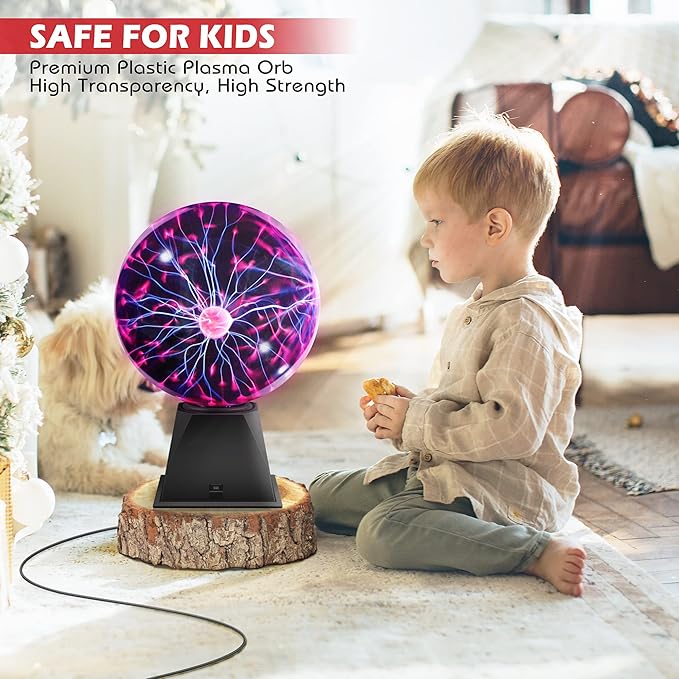 Flashmen Plasma Ball Lamp 6 inch Science Gift Touch & Sound Sensitive Plasma Globe for Bedroom Decor Lamp Novelty Present (Purple)