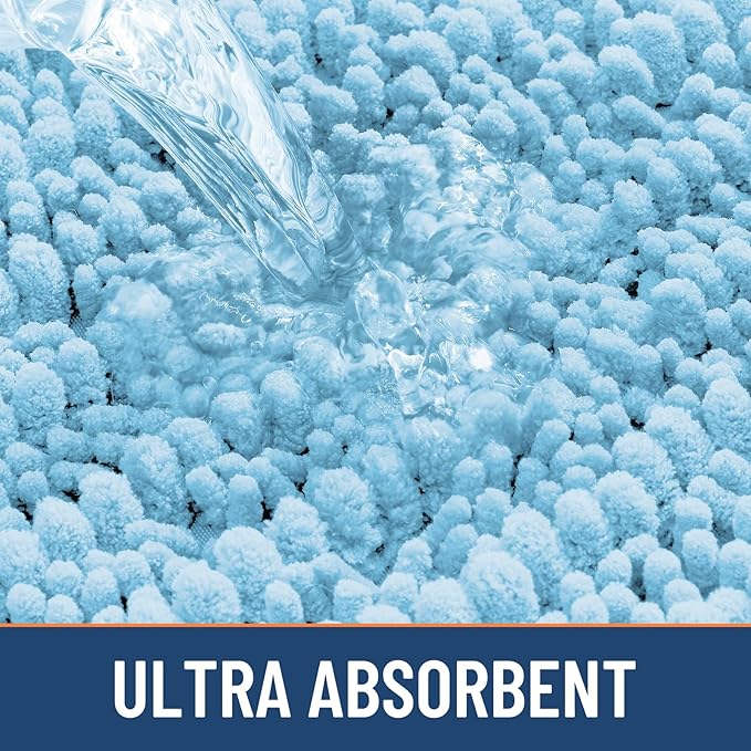 Smiry Bathroom Rugs Mat 36x24, Extra Soft Absorbent Chenille Bath Rugs, Non Slip Rubber Backing Machine Washable Quick Dry Bath Mats for Bathroom Floor, Tub, Shower, Home Decor Accessories, Sky Blue
