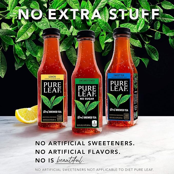 Pure Leaf Iced Tea, Zero Sugar Sweet Tea, 18.5 Fl Oz Bottles (Pack of 12)
