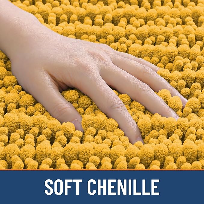Smiry Bathroom Rugs Mat 30x20, Extra Soft Absorbent Chenille Bath Rugs, Non Slip Rubber Backing Machine Washable Quick Dry Bath Mats for Bathroom Floor, Tub, Shower, Home Accessories, Golden Yellow