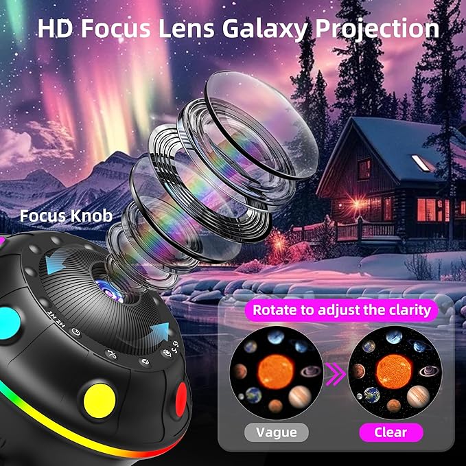 UFO Star Projector, 13 in 1 Planetarium Galaxy Projector for Bedroom, Galaxy Light Projector with White Noise, Bluetooth Speaker, Timer & RGB Effects, Space Night Light Projector for Kids Adults Gift
