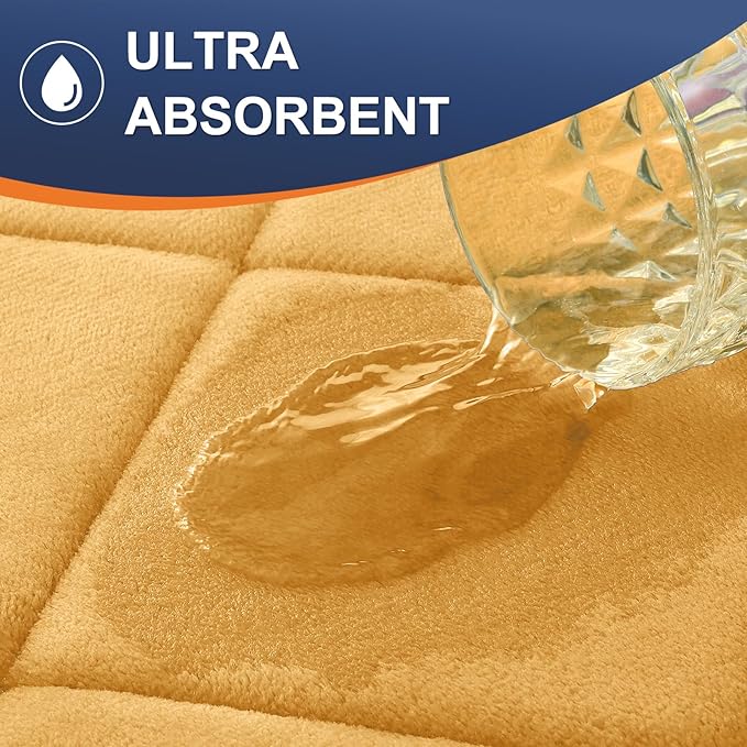 OLANLY Memory Foam Bath Mat 70x24, Ultra Soft and Absorbent Bathroom Rugs, Machine Washable, Comfortable Bath Carpet for Bathroom Floor, Tub and Shower, Yellow
