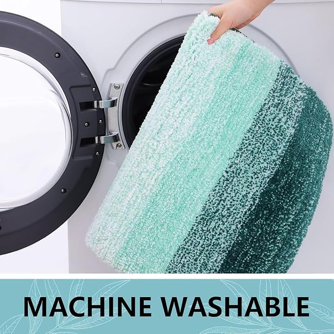 Arotive Microfiber Bathroom Rugs, Shaggy Soft and Absorbent Bath Rug, Non-Slip, Thick Plush Machine Washable Dry Bath Mats for Bathroom, Tub and Shower, 34x21, Dark Green, Rectangular