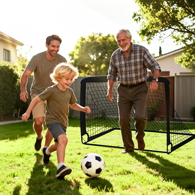 Kids Soccer Goals for Backyard Set - 2 Pack of 4' x 3' Portable Pop Up Soccer Nets, Training Equipment with Soccer Ball, Soccer Set for Kids Toddler and Youth Outdoor Games, Sports, Gifts