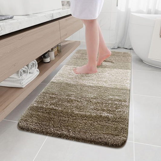 Arotive Microfiber Bathroom Rugs, Shaggy Soft and Absorbent Bath Rug, Non-Slip, Thick Plush Machine Washable Dry Bath Mats for Bathroom, Tub and Shower, 54x24, Coffee, Rectangular