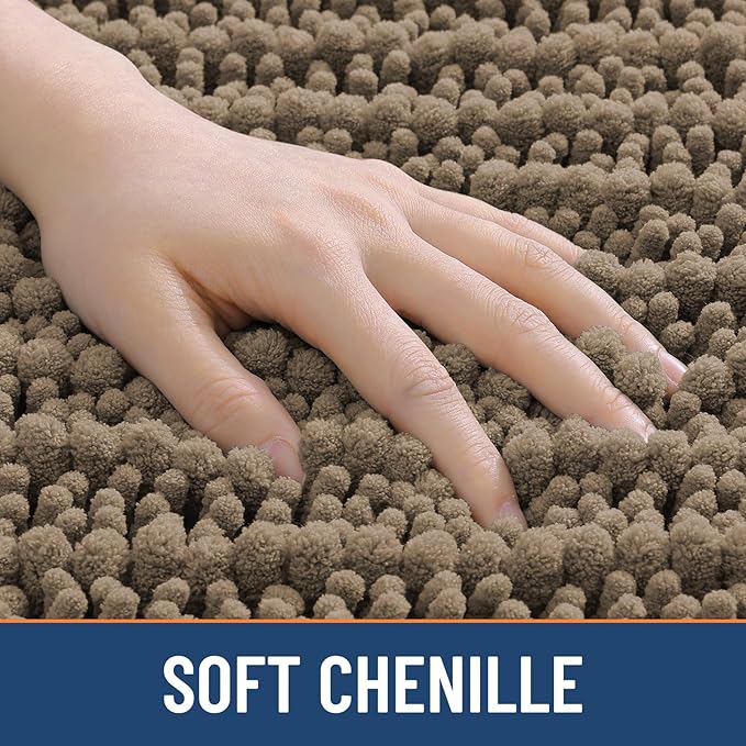 Smiry Bathroom Rugs Mat 59x24, Extra Soft Absorbent Chenille Bath Rugs, Non Slip Rubber Backing Machine Washable Quick Dry Bath Mats for Bathroom Floor, Tub, Shower, Home Decor Accessories, Camel
