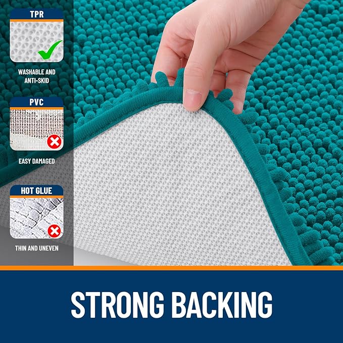 OLANLY Bathroom Rugs 30x20, Extra Soft Absorbent Chenille Bath Rugs, Rubber Backing Quick Dry, Machine Washable Bath Mats for Bathroom Floor, Tub and Shower, Home Decor Accessories, Deep Lake