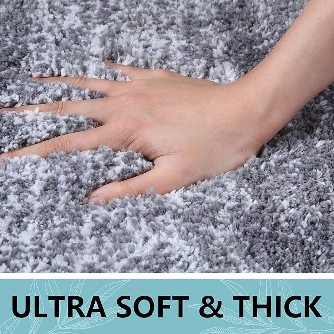 Arotive Microfiber Bathroom Rugs, Shaggy Soft and Absorbent Bath Rug, Non-Slip, Thick Plush Machine Washable Dry Bath Mats for Bathroom, Tub and Shower, 47x17, Grey, Rectangular