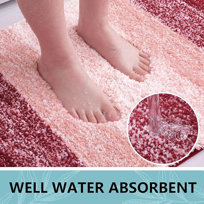 Arotive Microfiber Bathroom Rugs, Shaggy Soft and Absorbent Bath Rug, Non-Slip, Thick Plush Machine Washable Dry Bath Mats for Bathroom, Tub and Shower, 36x24, Burgundy, Rectangular