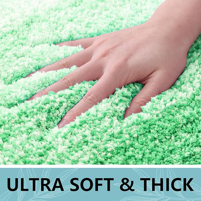 Arotive Microfiber Bathroom Rugs, Shaggy Soft and Absorbent Bath Rug, Non-Slip, Thick Plush Machine Washable Dry Bath Mats for Bathroom, Tub and Shower, 44x24, Green, Rectangular