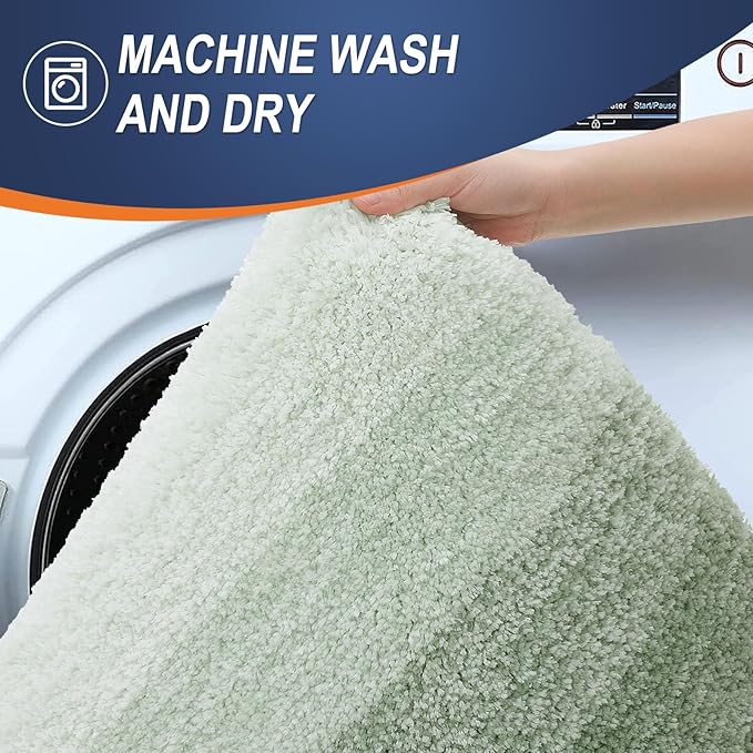OLANLY Bathroom Runner Rugs 47x20, Extra Soft Absorbent Microfiber Bath Rugs, Rubber Backing, Quick Dry, Washable Bath Mats for Bathroom Floor, Tub and Shower, Home Decor Accessories, Sage Green