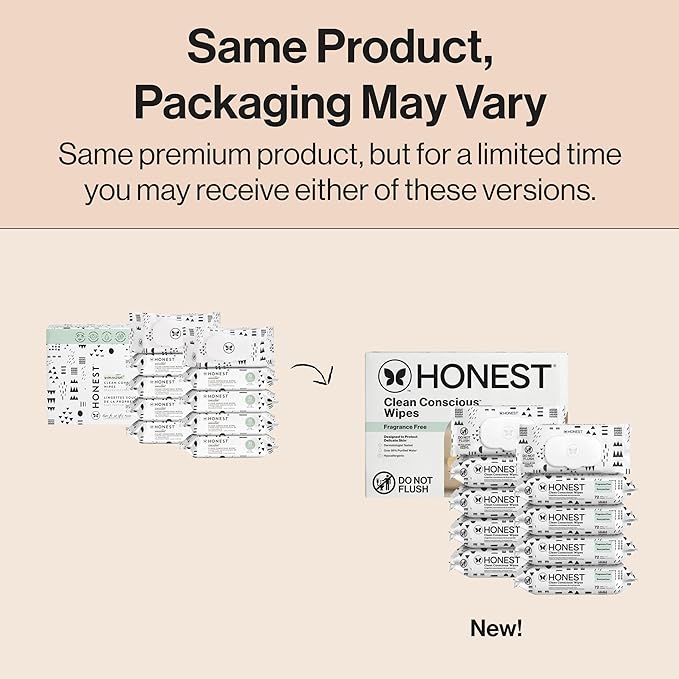 The Honest Company Hypoallergenic Multi-Use Baby Wipes for Sensitive Skin, Pattern Play, 720 Count