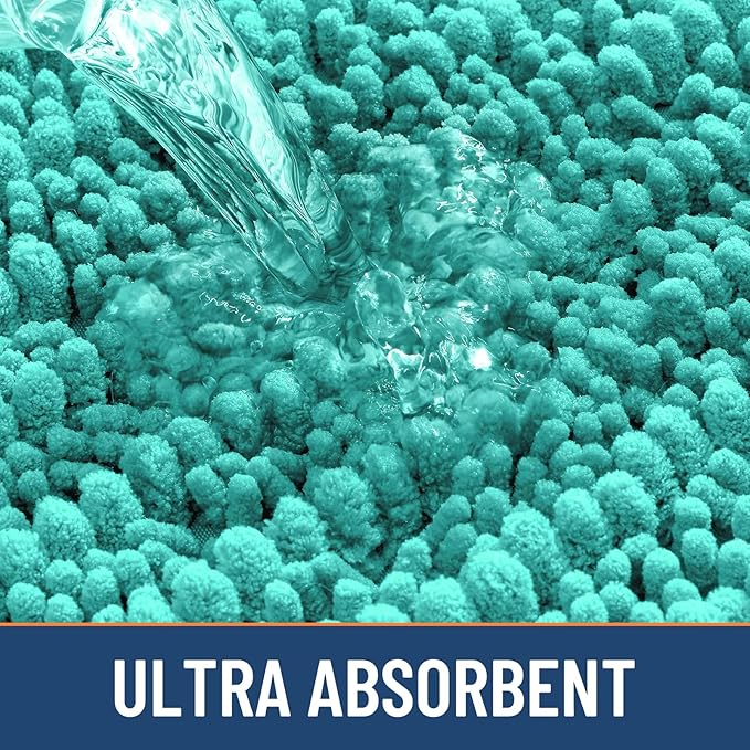 Smiry Bathroom Rugs Mat 36x24, Extra Soft Absorbent Chenille Bath Rugs, Non Slip Rubber Backing Machine Washable Quick Dry Bath Mats for Bathroom Floor, Tub, Shower, Home Decor Accessories, Turquoise