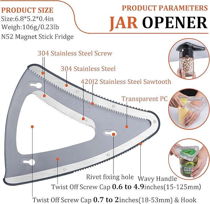 Jar Opener for Weak Hands & Seniors with Arthritis,Handheld & Under-Shelf Twist Off Bottle Caps,One-Handed Lid Open,Patented Kitchen Gadget–Christmas Gift for Elderly,Women&Men