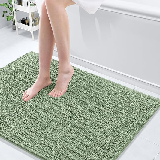 Arotive Luxury Chenille Bathroom Rug Mat, Extra Soft Thick Absorbent Shaggy Bath Rugs, Non-Slip Machine Wash Dry, Plush Bath Mats for Bathroom, Shower and Tub, 40x32, Sage Green