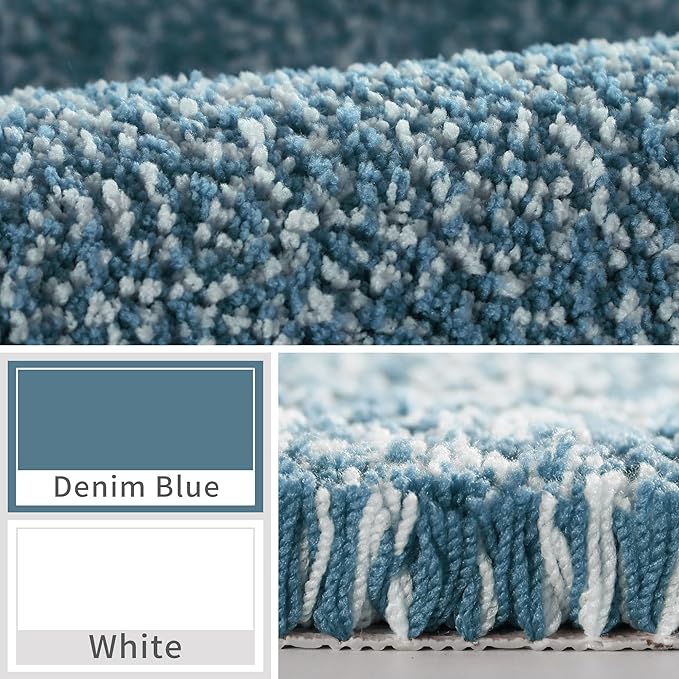 Yimobra Large Bathroom Rugs Non Slip Washable, Soft Absorbent Microfiber Bath Mat,Dual-Tone Decor Rug with Rubber Backing for Bathroom Floor,Tub and Shower,36x24,Home Essentials,Denim Blue