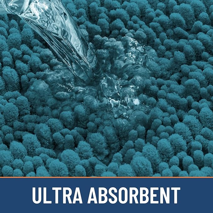 Smiry Bathroom Rugs Mat 30x20, Extra Soft Absorbent Chenille Bath Rugs, Non Slip Rubber Backing Machine Washable Quick Dry Bath Mats for Bathroom Floor, Tub, Shower, Home Decor Accessories, Lake Blue